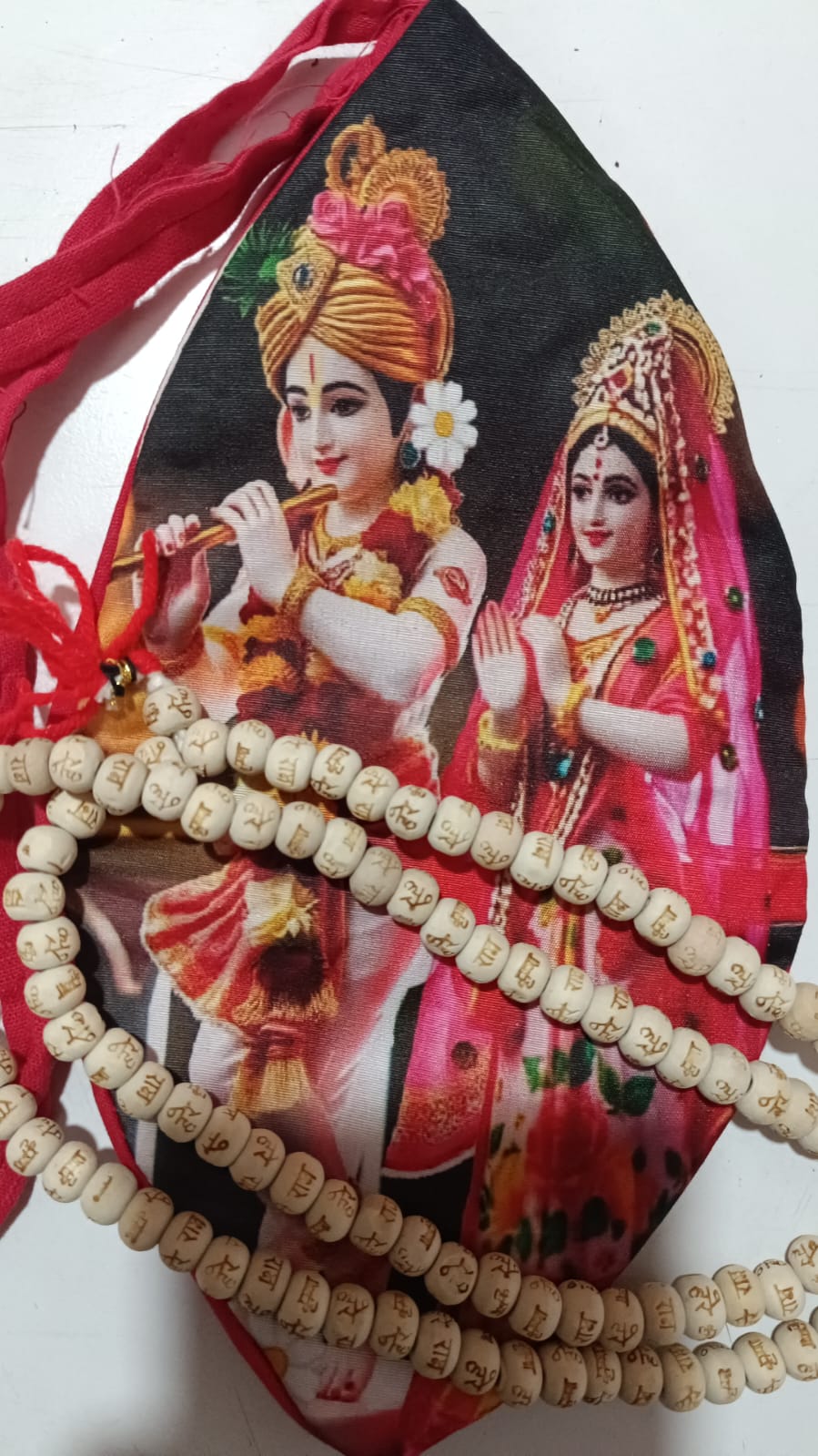 Jholi Jaap  Printed jap Jhola Radha Krishna jholi Goumukhi Ram Name Mala Set गौमुखी जप झोली माला